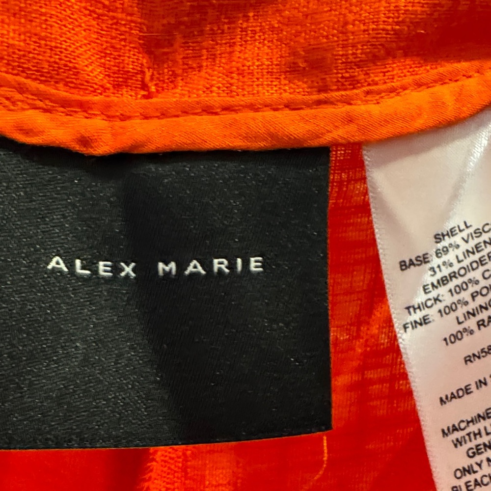 Alex Marie Bright Orange Wide-Leg Embroidered Hem Pants - Picture 3 of 13